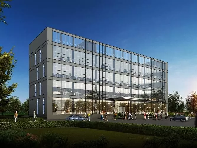 Sodobna montažna jeklena pisarniška zgradba